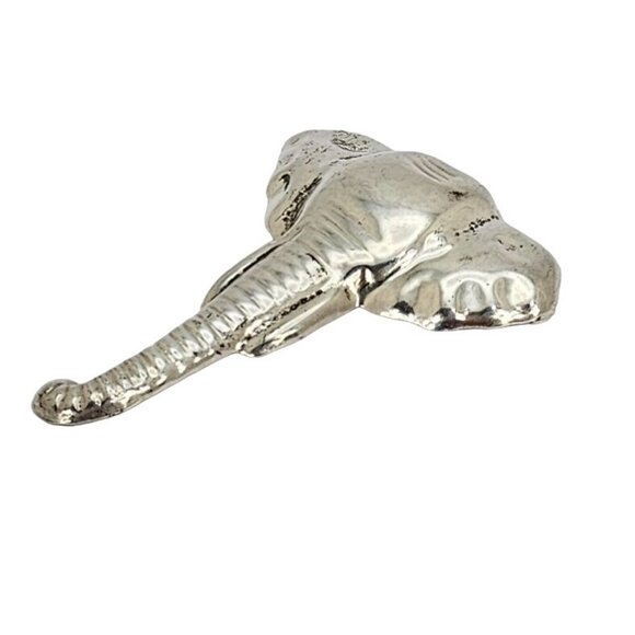 Vtg Large MEXICO 925 Sterling Silver Elephant Head Brooch Pin Signed 3" Oxidized - Picture 4 of 16